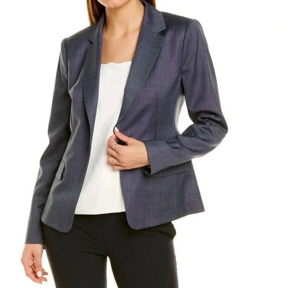 Hugo Boss Jackets & Blazers - Hugo Boss Jaseia Virgin Wool Blazer Size 12 Navy Single Breasted Business NWT